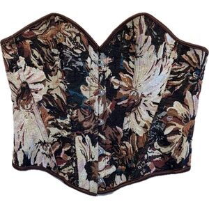 NWOT Alivila.Y Vintage Daisy Floral Denim Corset Bustier Top XS
